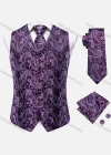 Wholesale Men's Formal Single Breasted Silky Waistcoat With Necktie & Kerchief & Cufflinks 4-piece Set - Liuhuamall