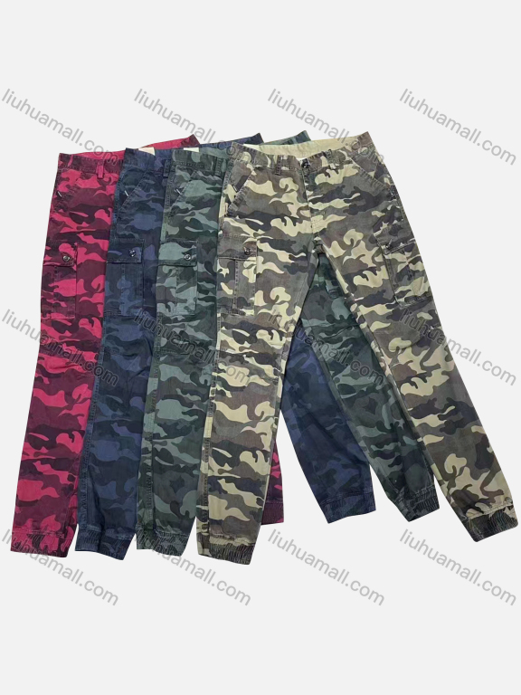 Wholesale Men's Casual Camouflage Flap Pockets Button Closure Cargo Pant W9011#