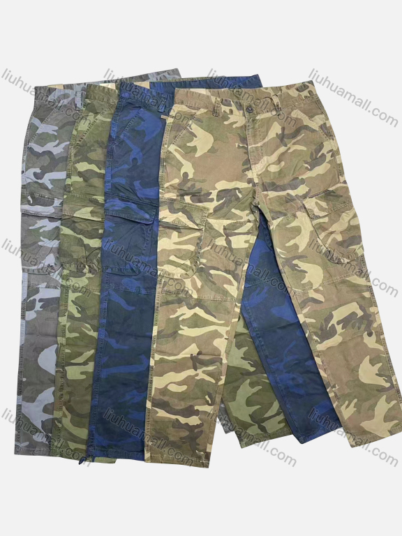 Wholesale Men's Casual Camouflage Flap Pockets Button Closure Cargo Pant W9222#