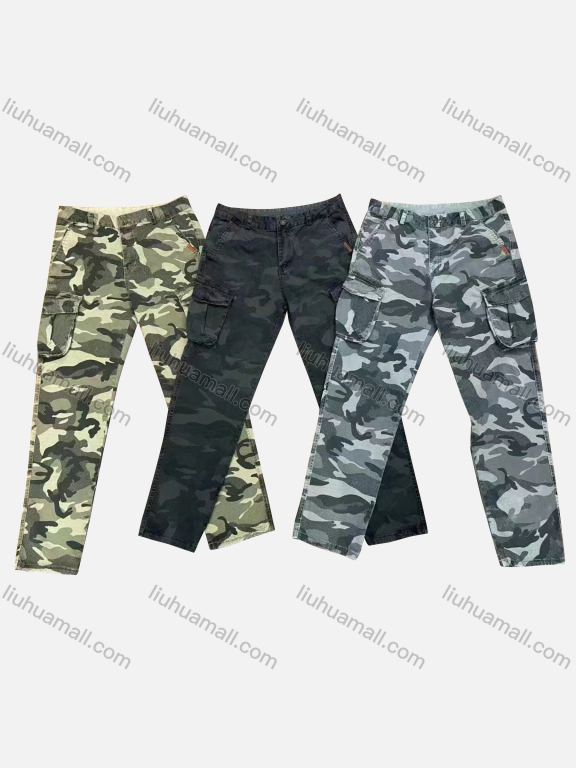 Wholesale Men's Casual Camouflage Flap Pockets Button Closure Cargo Pant 9369#