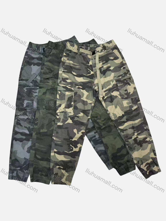 Wholesale Men's Casual Camouflage Flap Pockets Drawstring Cargo Pant 9965#