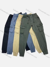 Wholesale Men's Casual Plain Flap Pockets Drawstring Cargo Pant 8091#, LIUHUA CLOTHING WHOLESALE