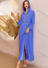 Wholesale Women's Arabic Dubai Muslim Islamic Hooded Plain Split Front Rhinestone Maxi Robe Abaya Dress A129# - Liuhuamall