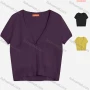 Wholesale Women's V Neck Short Sleeve Plain Button Cardigan 9263# preview