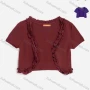 Wholesale Women's V Neck Short Sleeve Lettuce Trim Plain Crop Cardigan 9169# preview
