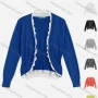 Wholesale Women's Long Sleeve Scalloped Trim Shirred Crop Cardigan WC216# preview
