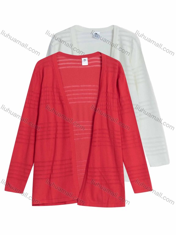 Wholesale Women's Wool Striped Plain Long Sleeve Open Front Cardigan WC212#