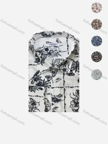Wholesale Men's Casual Short Sleeve Allover Print Button Down Shirt SUKS026#, LIUHUA CLOTHING WHOLESALE