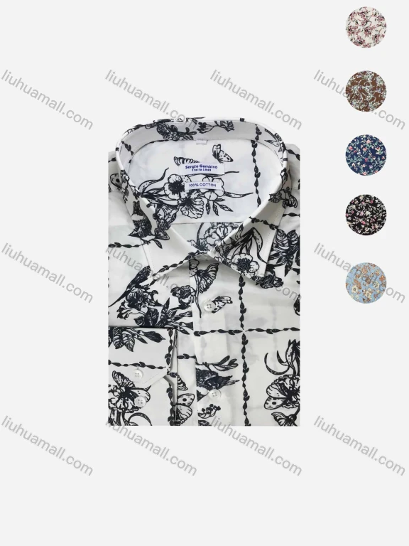 Wholesale Men's Casual Short Sleeve Allover Print Button Down Shirt SUKS026#