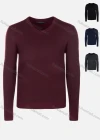 Wholesale Men's Casual Slim Fit Plain V Neck Long Sleeve Wool Blend Sweater 8101# - Liuhuamall