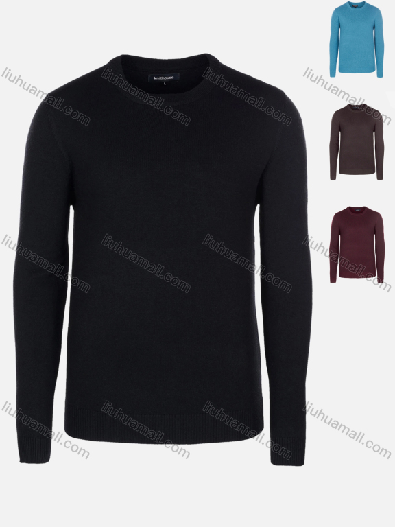 Wholesale Men's Casual Slim Fit Plain Crew Neck Long Sleeve Wool Blend Sweater 8102#