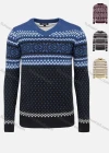 Wholesale Men's Casual Slim Fit Crew Neck Long Sleeve Allover Print Wool Blend Sweater 8130/8131/8132/8133# - Liuhuamall