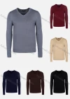 Wholesale Men's Casual Slim Fit V Neck Long Sleeve Plain Sweater 8301# - Liuhuamall
