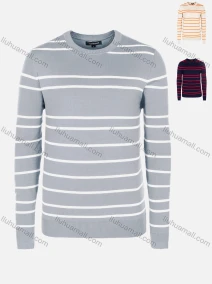 Wholesale Men's Casual Slim Fit Crew Neck Long Sleeve Striped Knit Sweater 8310#, LIUHUA CLOTHING WHOLESALE