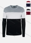 Wholesale Men's Casual Slim Fit Crew Neck Long Sleeve Colorblock Knit Sweater 8311# - Liuhuamall