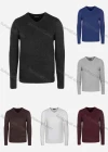 Wholesale Men's Casual Slim Fit V Neck Long Sleeve Plain Knit Wool Blend Sweater 8801# - Liuhuamall