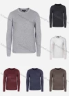 Wholesale Men's Casual Slim Fit Crew Neck Long Sleeve Plain Knit Wool Blend Sweater 8802# - Liuhuamall
