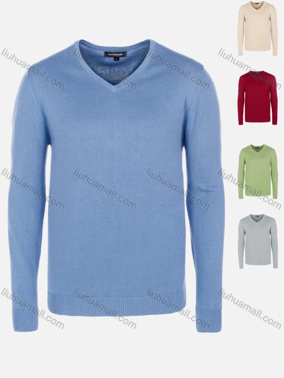 Wholesale Men's Casual Slim Fit V Neck Long Sleeve Plain Knit Wool Blend Sweater 8901#