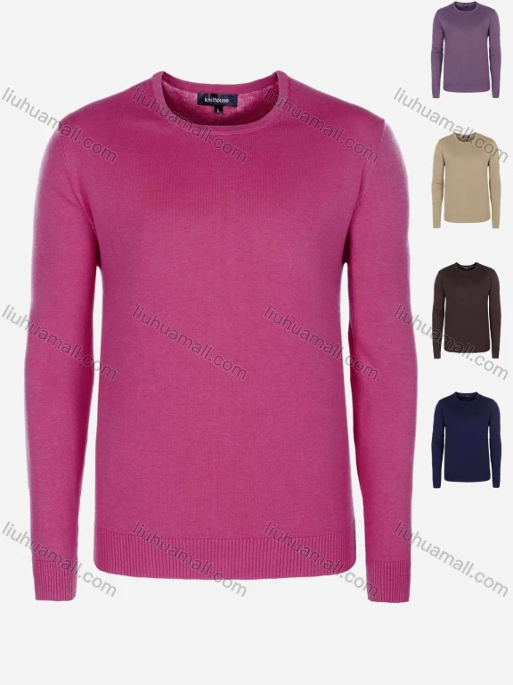 Wholesale Men's Casual Slim Fit Crew Neck Long Sleeve Plain Knit Wool Blend Sweater 8902#