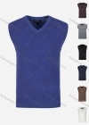 Wholesale Men's Casual Slim Fit V Neck Sleeveless Plain Knit Wool Blend Sweater Vest 8808# - Liuhuamall
