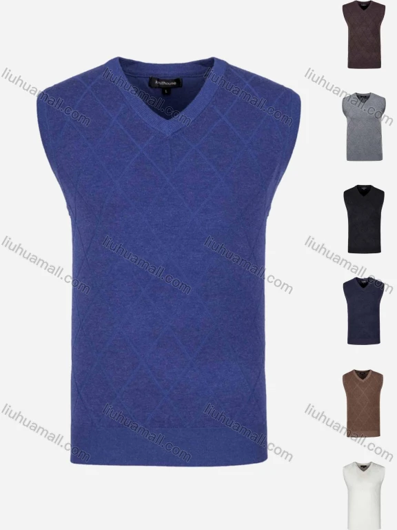 Wholesale Men's Casual Slim Fit V Neck Sleeveless Plain Knit Wool Blend Sweater Vest 8808#