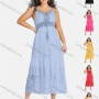 Wholesale Women's Sexy Sweetheart Hollow Out Sleeveless Guipure Lace Tassel Cami Midi Dress 1819# preview