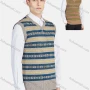 Wholesale Men's Casual V Neck Striped Folk Art Knit Sweater Vest 8330# preview