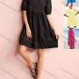 Wholesale Women's Casual Plain Round Neck Half Sleeve Ruched Short Dress 9216# preview
