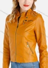 Wholesale Women's Plain Stand Collar Rivets Zipper Pockets Button Front Crop Faux Leather Jacket - Liuhuamall