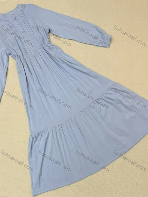 Wholesale Women's Fashion 100% Cotton Button-Down Shirt Dress