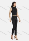 Wholesale Women's High-Neck Sleeveless Rhinestone Plain Blouse & Skinny Pants 2-Piece Set 2214# - Liuhuamall