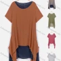 Wholesale Women's Short Sleeve Fake Two Piece Plain Casual Tunic preview