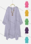 Wholesale Women's Scoop Neck Plain Midi Dress With Wooden Star Moon Beads Necklace - Liuhuamall
