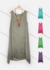 Wholesale Women's Notched Neck Hanky Hem Midi Tank Dress With Wooden Fox Beads Necklace - Liuhuamall