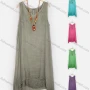 Wholesale Women's Notched Neck Hanky Hem Midi Tank Dress With Wooden Fox Beads Necklace preview