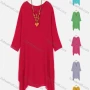 Wholesale Women's V Neck Buttons Hanky Hem Plain Midi Dress With Wooden Heart Beads Necklace preview