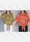 Wholesale Women's Linen Half Sleeve Collared Loose Fit Blouse Button Down Flora Print Shirt - Liuhuamall