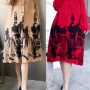 Wholesale Women's Linen Casual Collared Long Sleeve Splicing Button Front Abstract Print Shirt Dress preview