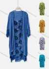 Wholesale Women's Casual Crew Neck Floral Print Dress & Long Sleeve Plain Cardigan 2-Piece Set 045# - Liuhuamall