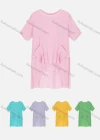 Wholesale Woman's Casual Round Neck Short Sleeve Dual Pockets Tiered Plain Tunic - Liuhuamall