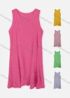 Wholesale Woman's Casual Round Neck Sleeveless Embroidered Ruffle Hem Tank Dress - Liuhuamall