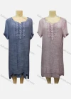 Wholesale Women's Casual Notched Neck Long Sleeve Embroidered Midi Dress - Liuhuamall