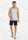 Wholesale Men's Sporty Plain Racerback Round Neck Slim Fit Stretch Tank Top - Liuhuamall