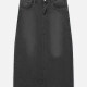 Women's Casual Button Pockets Wash Denim Skirt Black Clothing Wholesale Market -LIUHUA