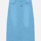Women's Casual Button Pockets Wash Denim Skirt Light Blue Clothing Wholesale Market -LIUHUA