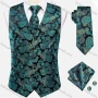 Wholesale Men's Formal Paisley Print Silky Waistcoat With Necktie & Kerchief & Cufflinks 4-piece Set preview
