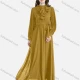 Wholesale Women's Elegant Chiffon Plain Round Neck Ruffle Trim Lace Up Pleated Maxi Dress 4# Clothing Wholesale Market Liuhua