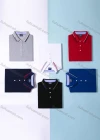Wholesale Unisex Casual Short Sleeve Letter Striped Trim Button Front Polo Shirts - Liuhuamall