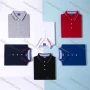 Wholesale Unisex Casual Short Sleeve Letter Striped Trim Button Front Polo Shirts preview