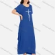 Wholesale Women's African Crew Neck Letter Pearl Decor Short Sleeve Loose Fit Dress 8801# 8# Clothing Wholesale Market Liuhua